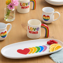 White Speckled Rainbow Heart Ally Ceramic Mug