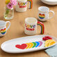 White Speckled Rainbow Heart Ally Ceramic Mug image number 1