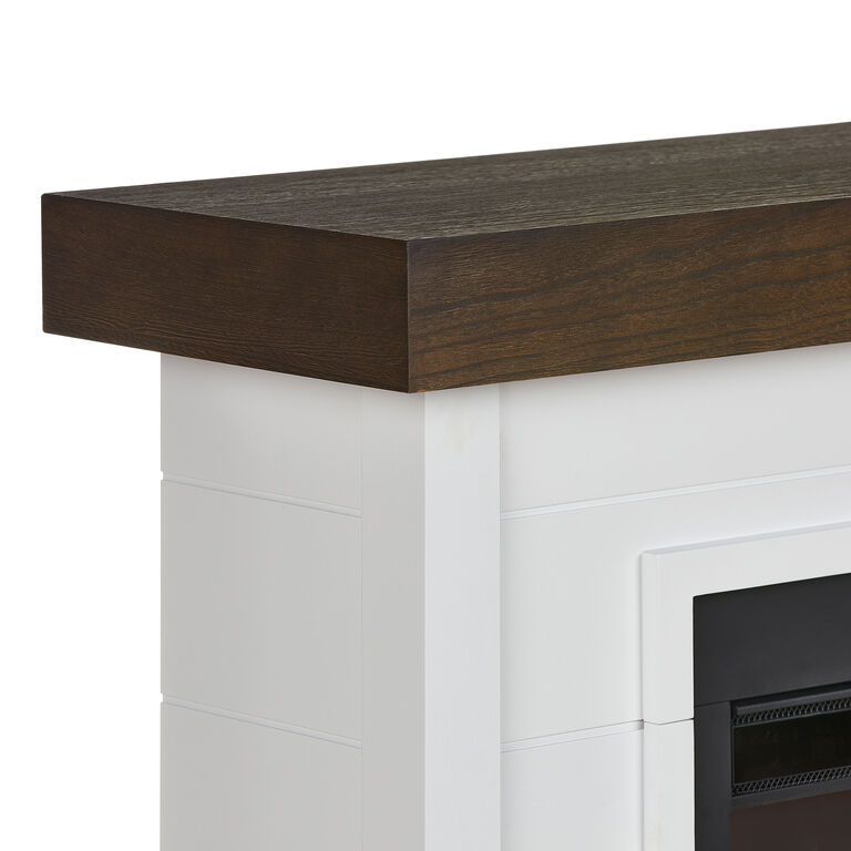 Whitwall White Wood Shiplap Electric Fireplace Mantel image number 3