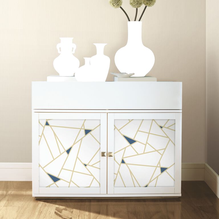 White And Gold Metallic Geometric Peel And Stick Wallpaper image number 5