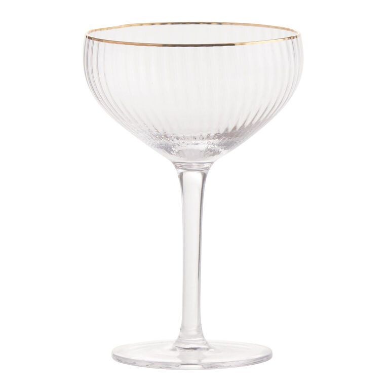 Gold Rim Ribbed Coupe Glass image number 1
