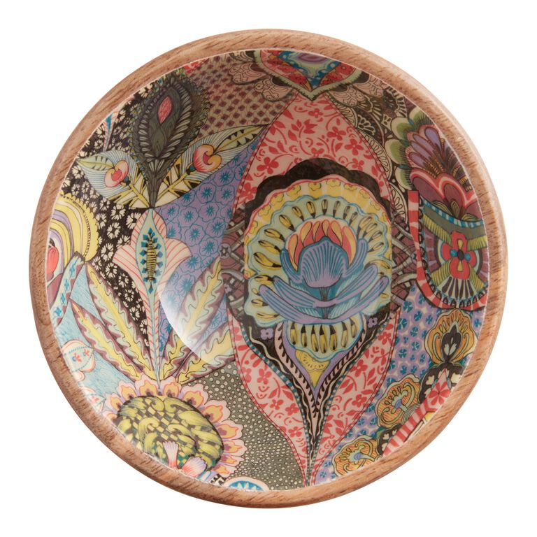 Janice Small Multicolor Enamel Wood Bowl image number 2