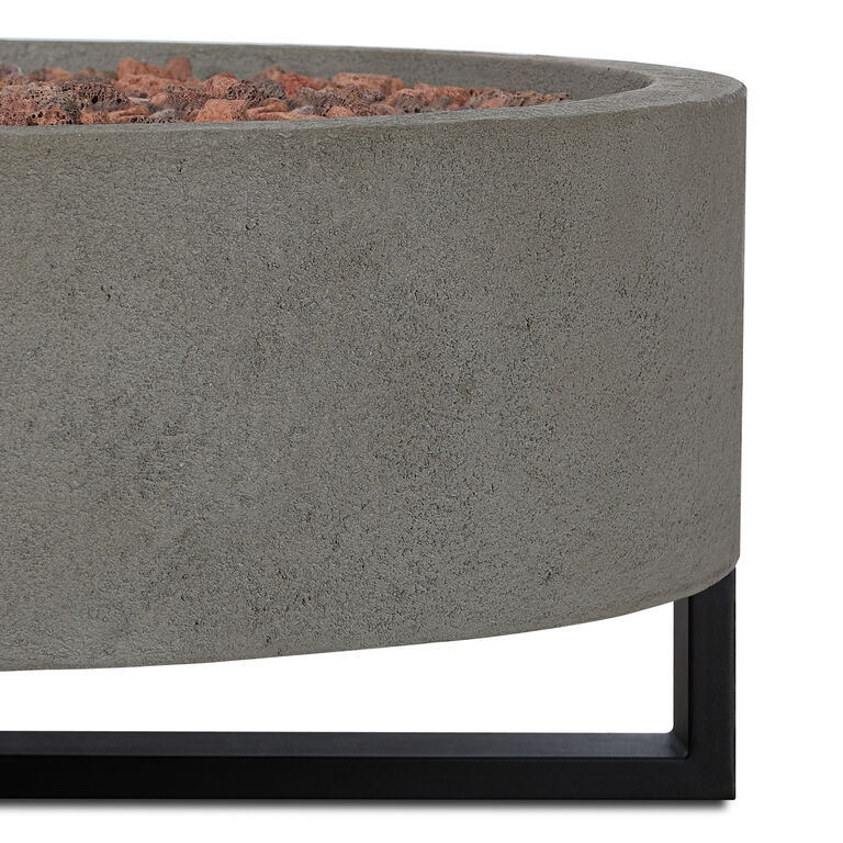 Caymen Round Glacier Gray Faux Stone Bowl Gas Fire Pit image number 5