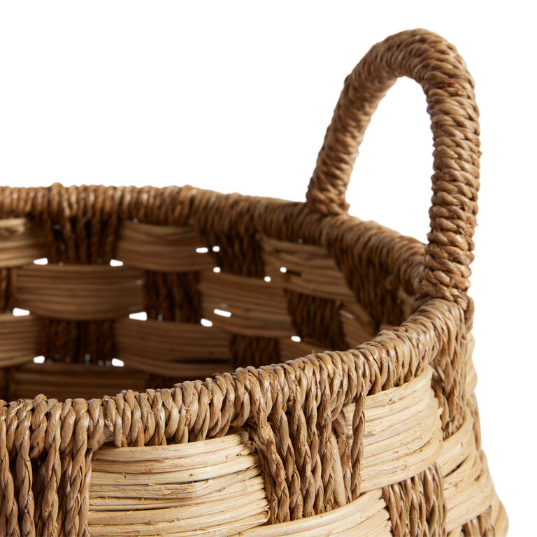 Edith Seagrass And Rattan Checkered Tote Basket image number 3