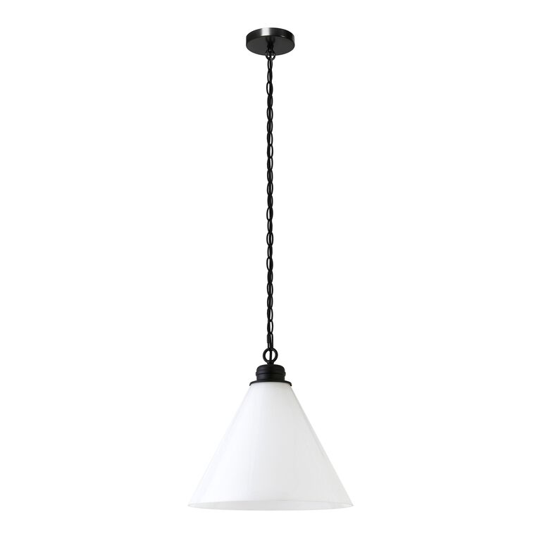 Delvi Metal And White Glass Cone Shade Pendant Lamp image number 3