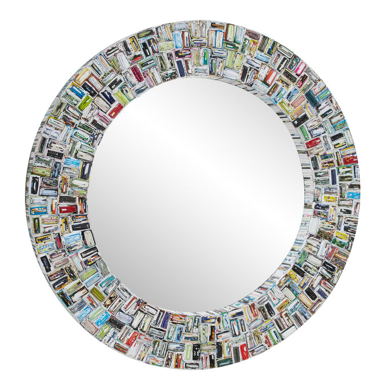Round Recycled Magazine Mosaic Wall Mirror image number 1
