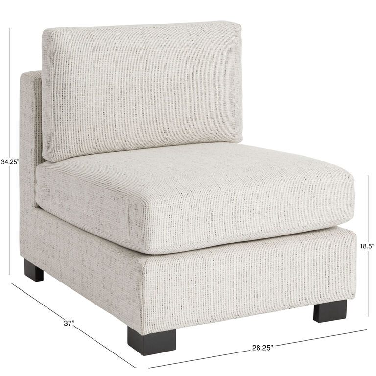 Hayes Cream Modular Sectional Armless Chair image number 6