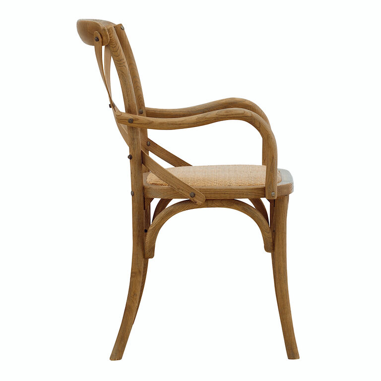 Syena Gray Wood and Rattan Armchair image number 3