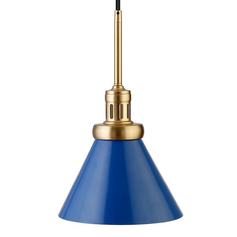 Matt Blue Metal Cone Shade Pendant Lamp image number 3