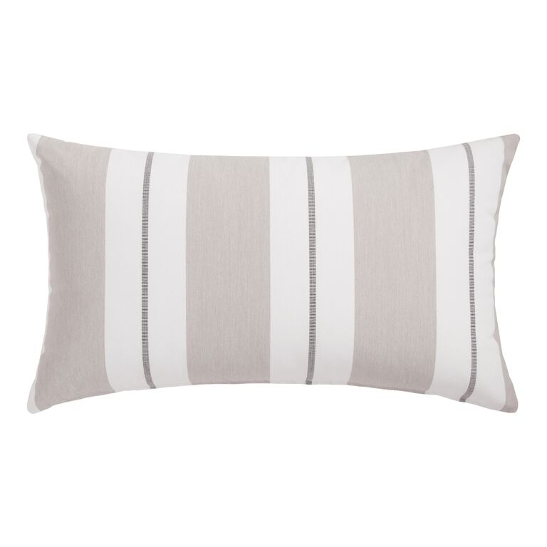 Sunbrella Linen Stripe Outdoor Lumbar Pillow image number 1