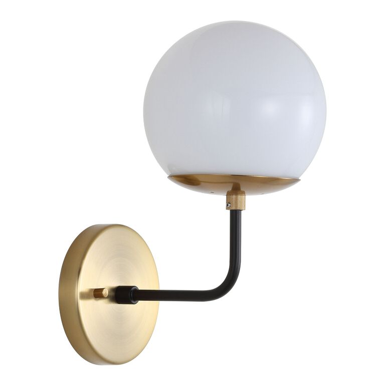 Warm Gold And White Glass Globe Linden Wall Sconce image number 1
