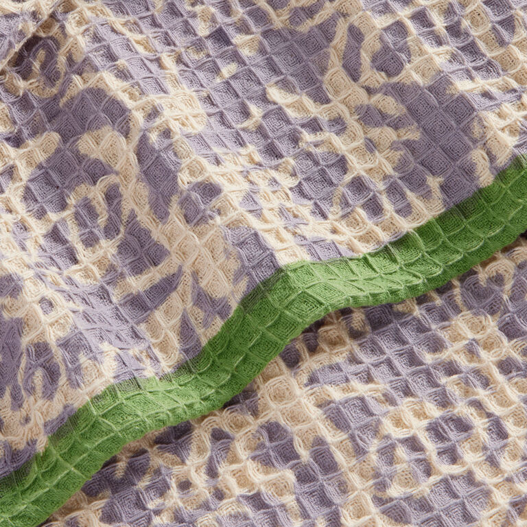 Audrey Lavender Floral Waffle Weave Block Print Hand Towel image number 3