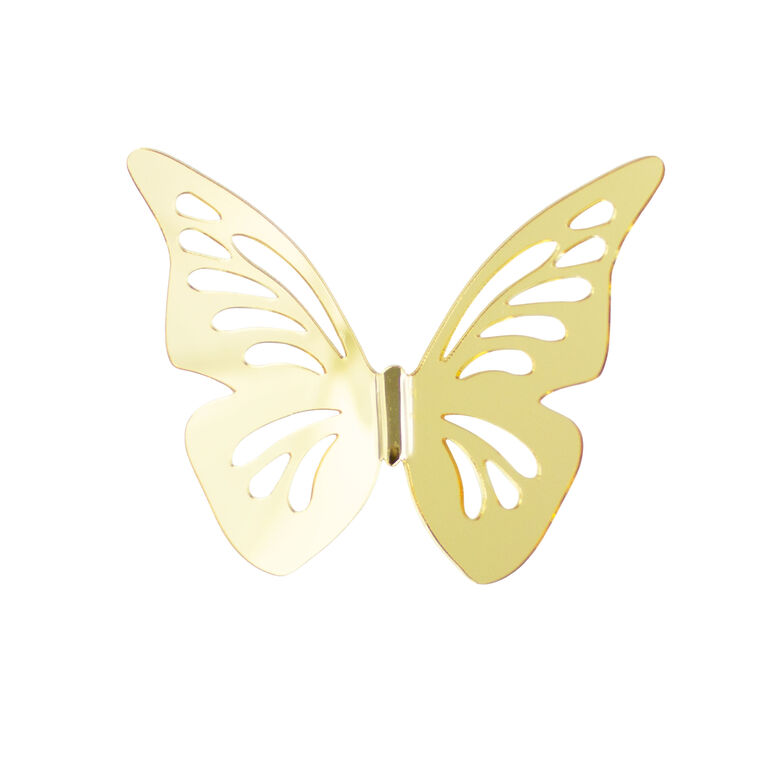 Gold Mirrored 3D Butterfly Peel and Stick Wall Decals 10 Piece image number 3
