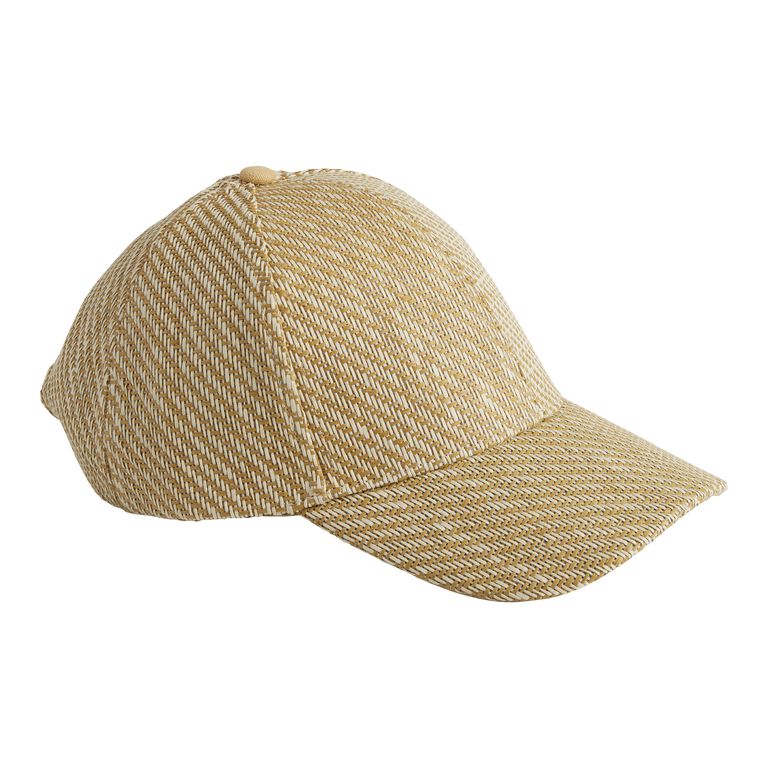Natural Straw Two Tone Striped Baseball Cap image number 1