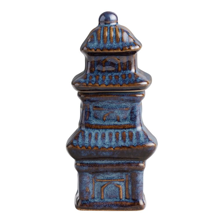 Pagoda Blue Reactive Glaze Ceramic Tea Infuser image number 1