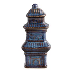 Pagoda Blue Reactive Glaze Ceramic Tea Infuser