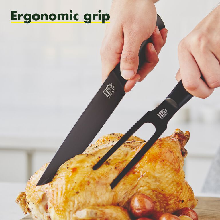 GreenPan Chop & Grill Carving Knife & Fork Set image number 4