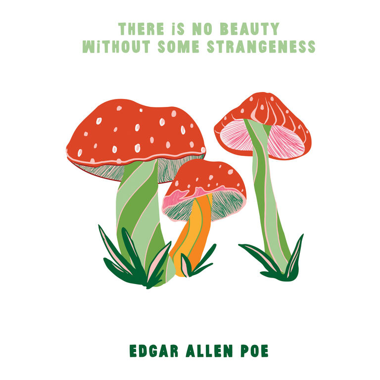 Buen Dia Strange Mushrooms Edgar Allan Poe Wall Art Print image number 1