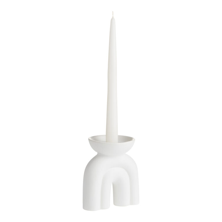 White Ceramic Arch Taper Candle Holder image number 1