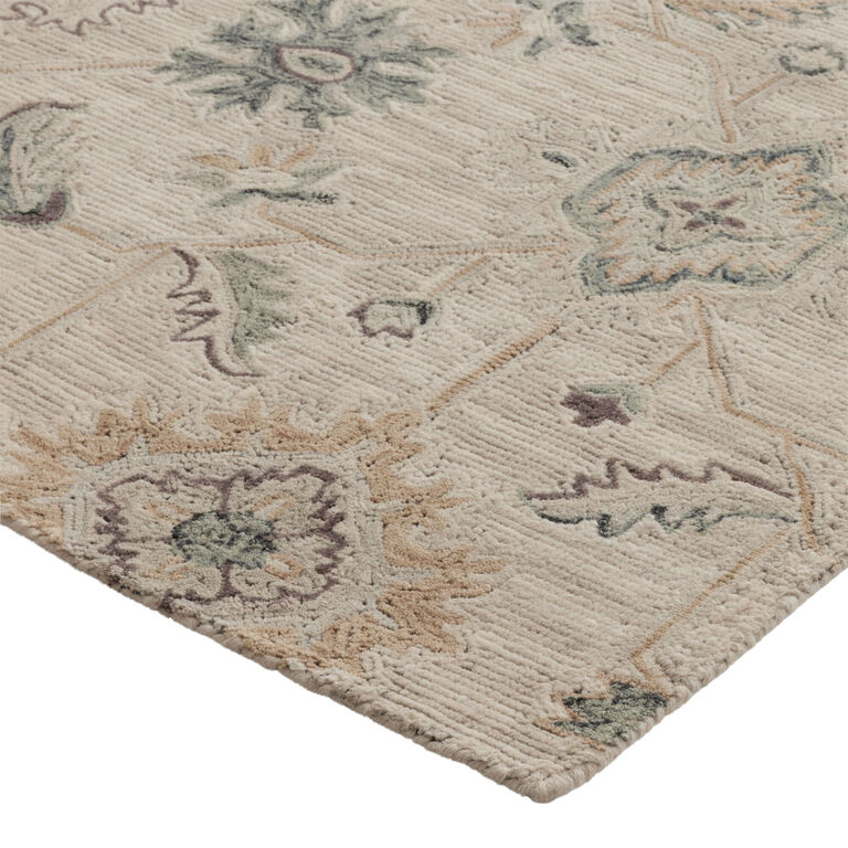 Eliana Sage Green and Purple Floral Tufted Wool Area Rug image number 3
