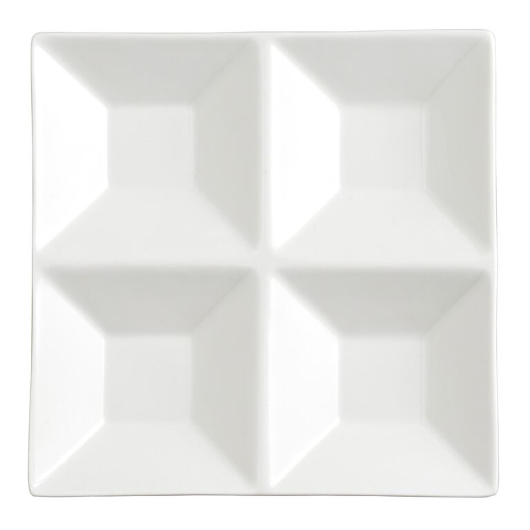 White Porcelain Divided Tasting Tray Set Of 6 image number 2