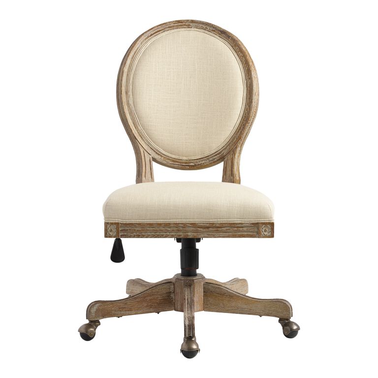 Paige Natural Linen Round Back Office Chair image number 2
