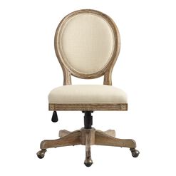 Paige Natural Linen Round Back Office Chair