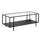 Tess Black Metal and Glass Top Coffee Table with Shelf image number 0