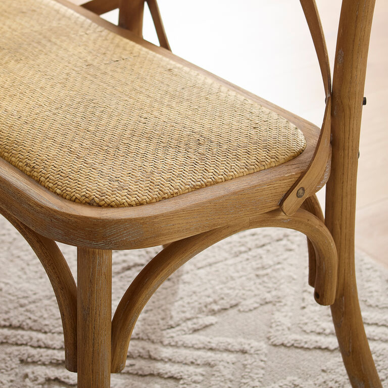 Syena Gray Wood and Rattan Bench image number 5