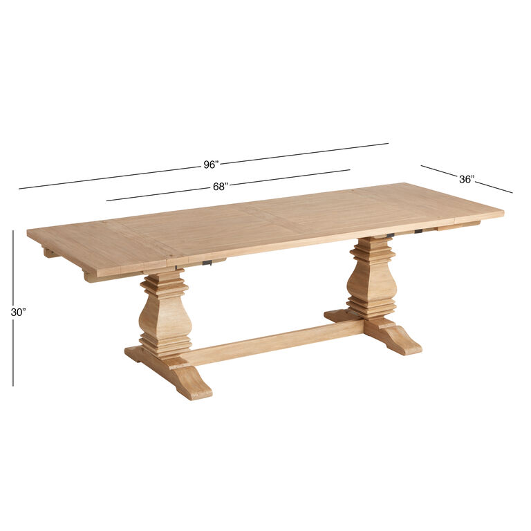 Avila Washed Natural Wood Extension Dining Table image number 7