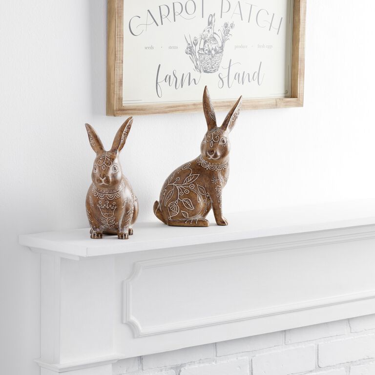 Etched Floral Standing Bunny Decor image number 3