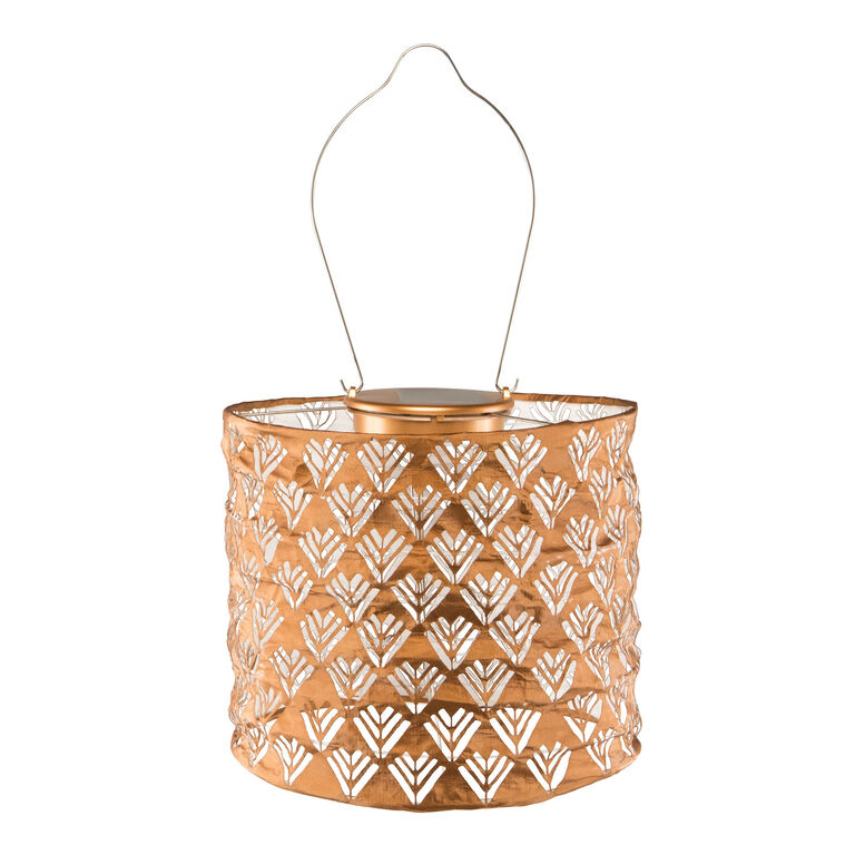 Copper Drum Chevron Fabric Solar LED Lantern image number 1