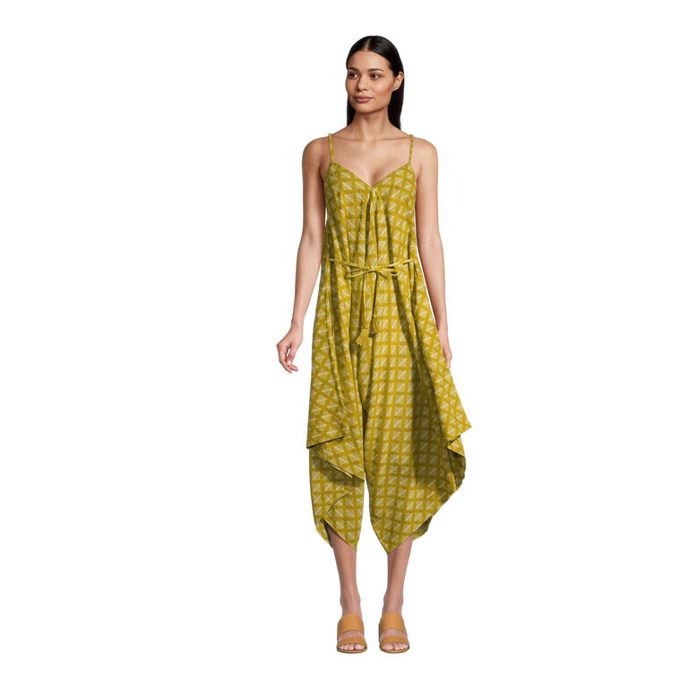 Goa Mustard And Ivory Dash Print Jumpsuit image number 1