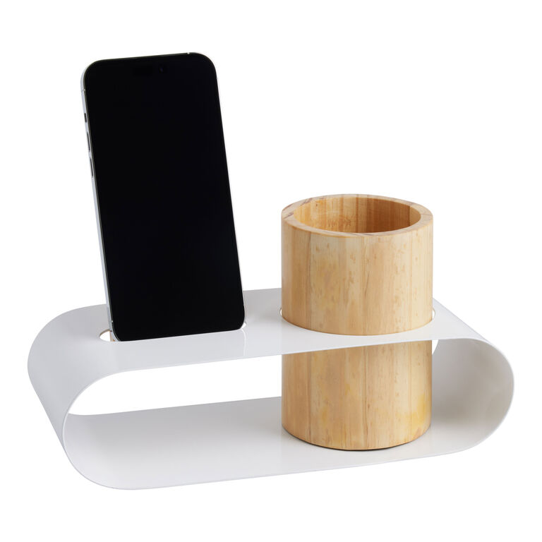 Wrenn Metal And Wood Phone Stand And Pencil Holder image number 3