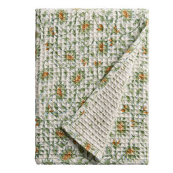 Yellow Flower Block Print Waffle Weave Towel Collection