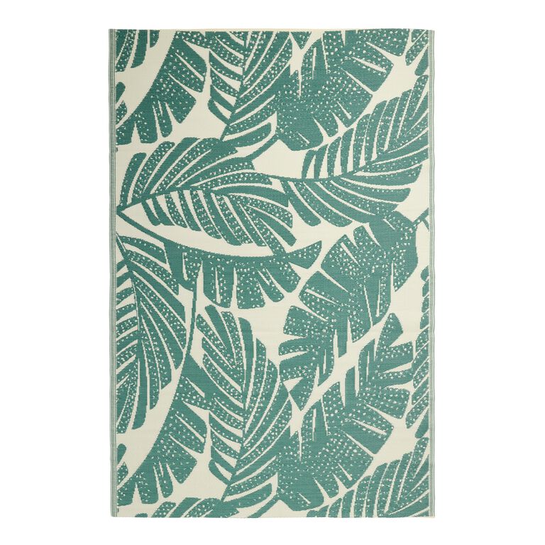 Rio Green Palm Leaves Reversible Indoor Outdoor Floor Mat image number 1