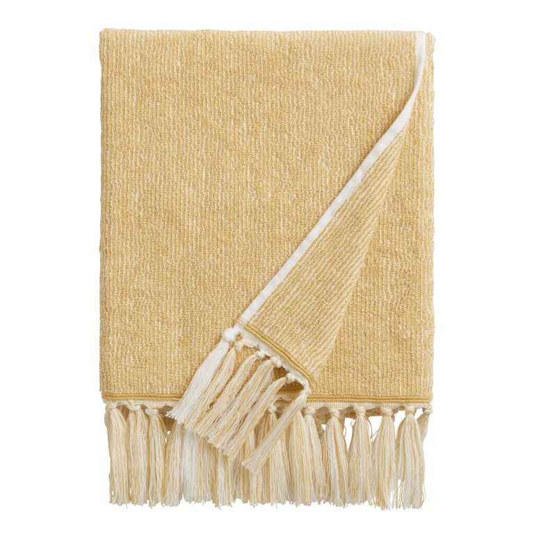 Azure Mustard And White Marled Bath Towel image number 1