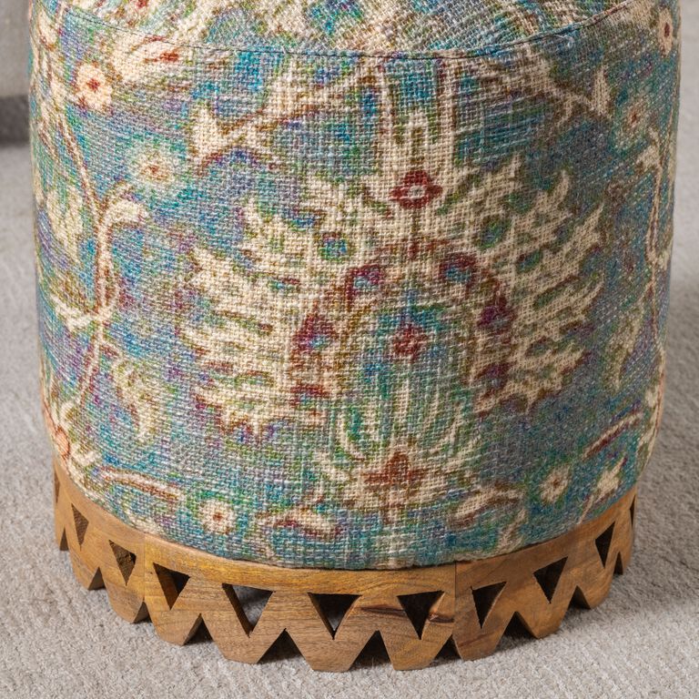 Aina Round Moroccan Style Upholstered Stool image number 4