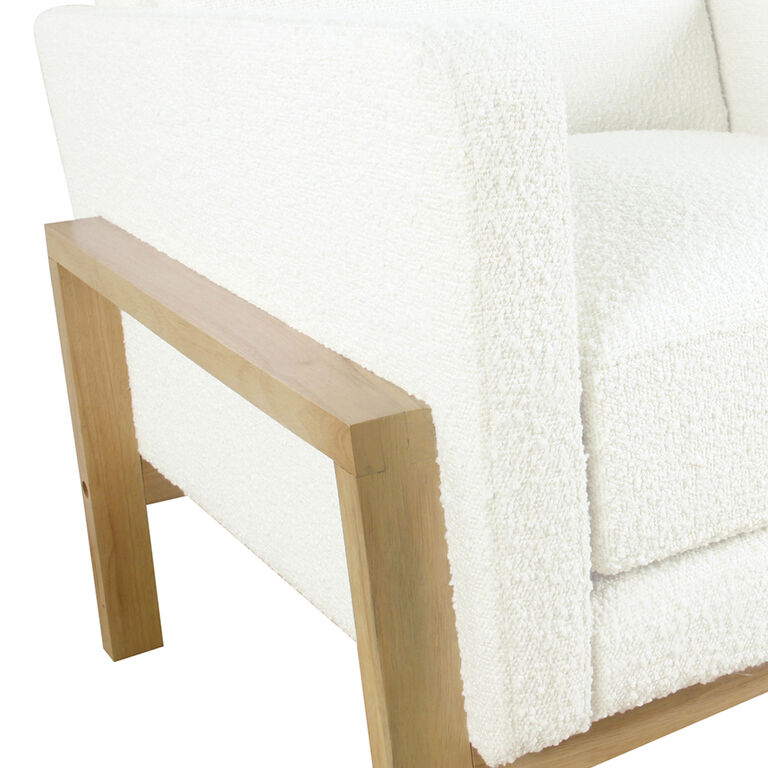 Arthur Cream Boucle Exposed Wood Upholstered Chair image number 5