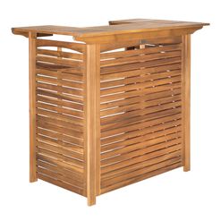 Acacia Wood Herrin Outdoor Bar Table with Shelves