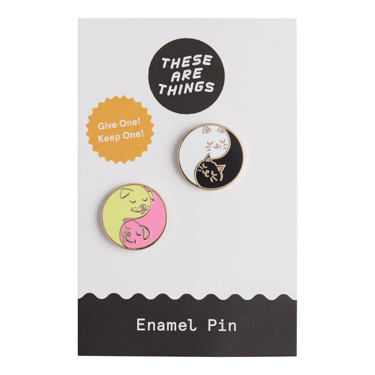 Cat and Dog Yin And Yang Enamel Pins 2 Pack image number 1