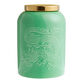 Jade Green and Gold Ceramic Dragon Embossed Tea Canister