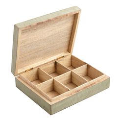 Green Geo Carved Wood Ashanti Storage Box