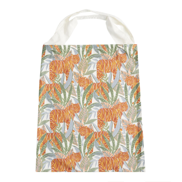 Blue And Tan Jungle Tiger Canvas Tote Bag image number 1