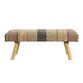 Multicolor Wool and Natural Wood Upholstered Bench image number 1