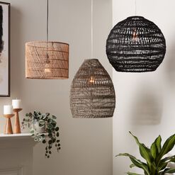 Wavy Open Weave Rattan Drum Table Lamp Shade
