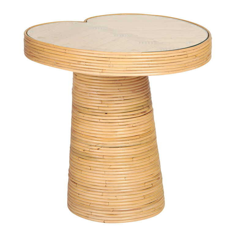 Perrott Natural Rattan Glass Top Lilypad End Table image number 1