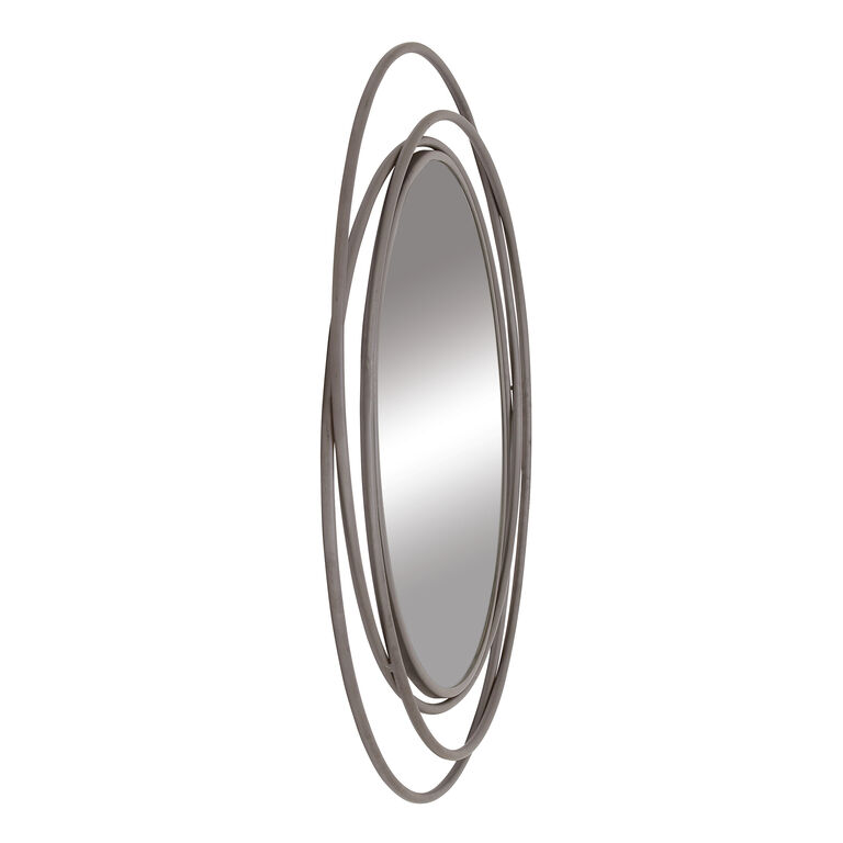 Round Gray Metal Abstract Geometric Wall Mirror image number 3