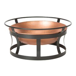 Copper Bowl and Black Steel Fire Pit