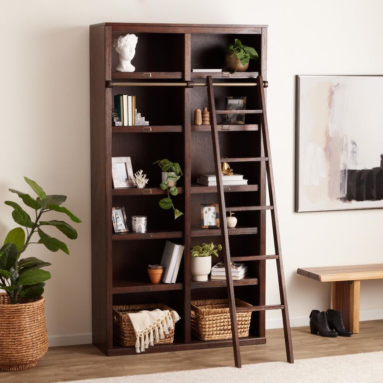 Augustus Roasted Cocoa Wood Library Shelving Collection image number 1